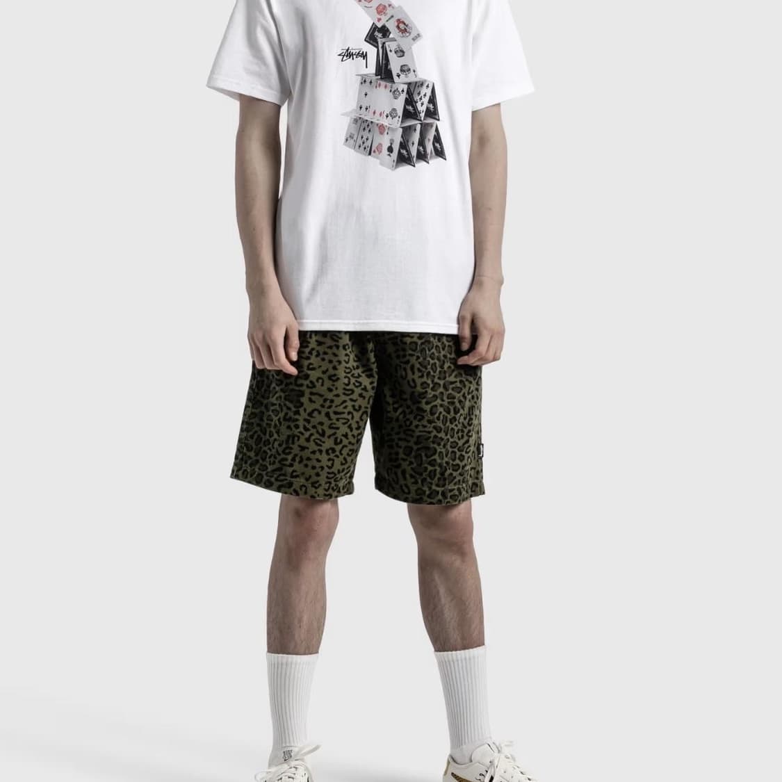 스투시 레오파드 쇼츠 올리브  루즈핏 (M) 상품이미지1