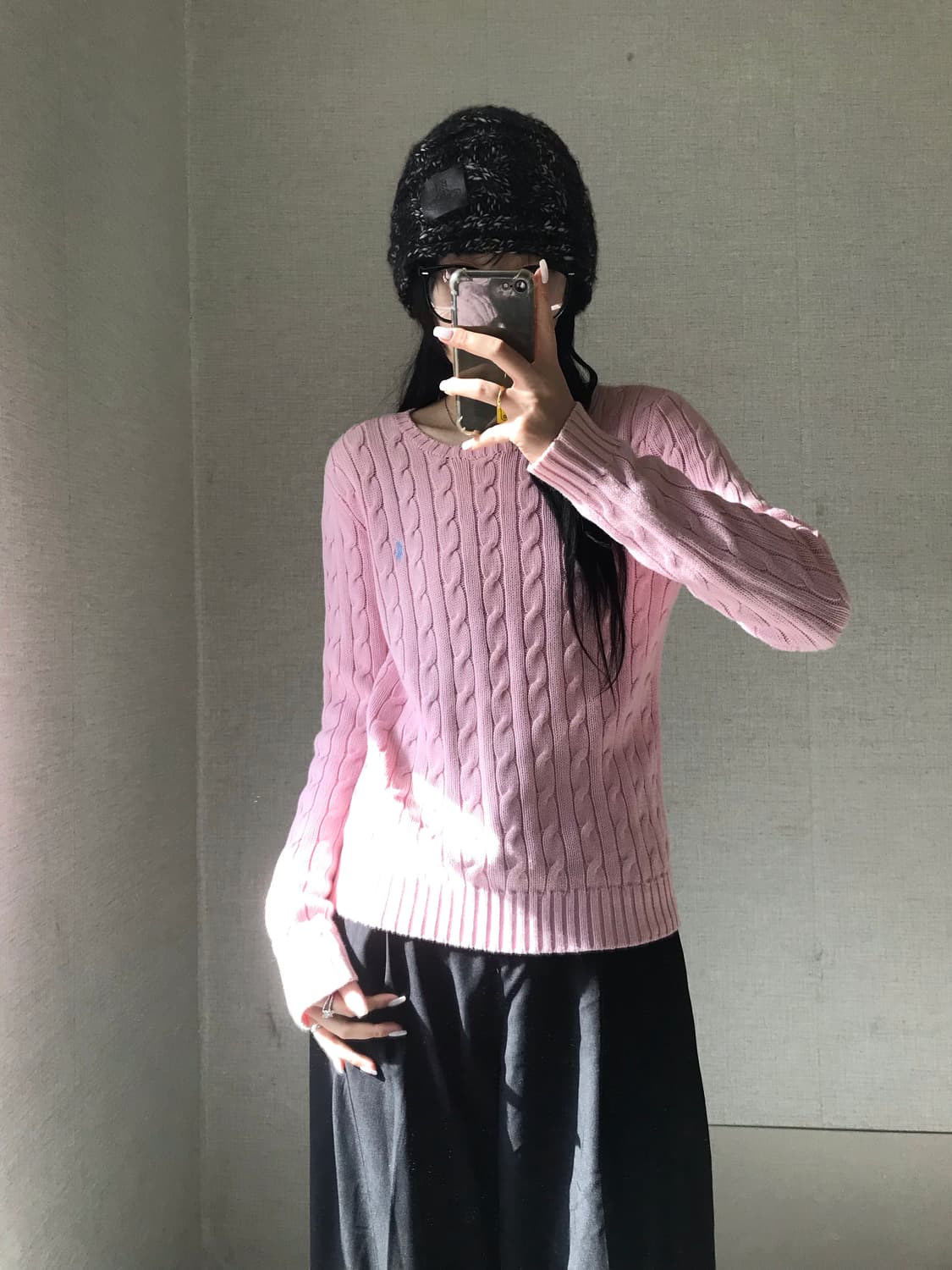 폴로 연핑크 케이블 니트 상품이미지2