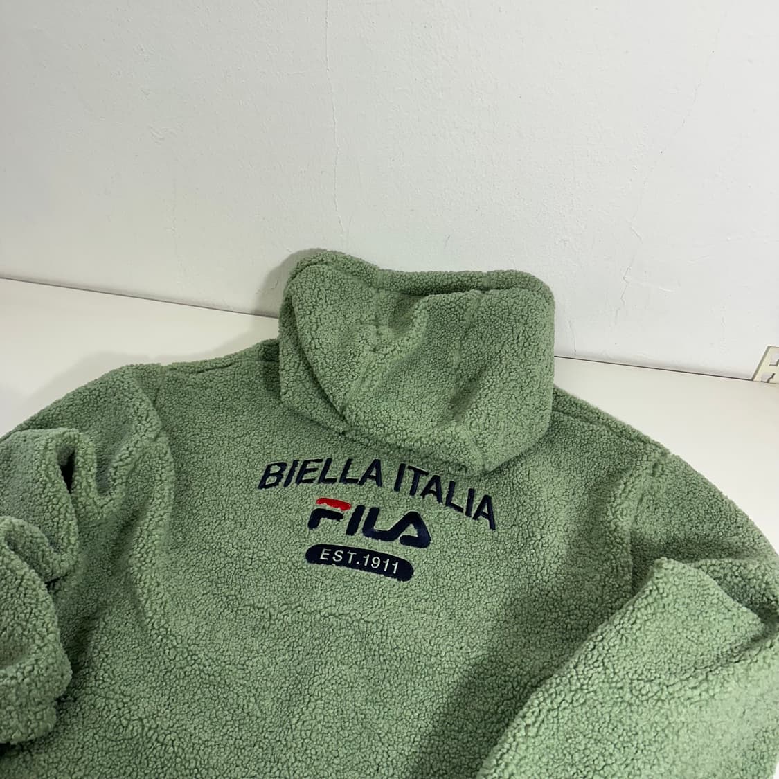 M 100 FILA 휠라 오버핏 라이트카키 후디 후리스자켓 상품이미지1