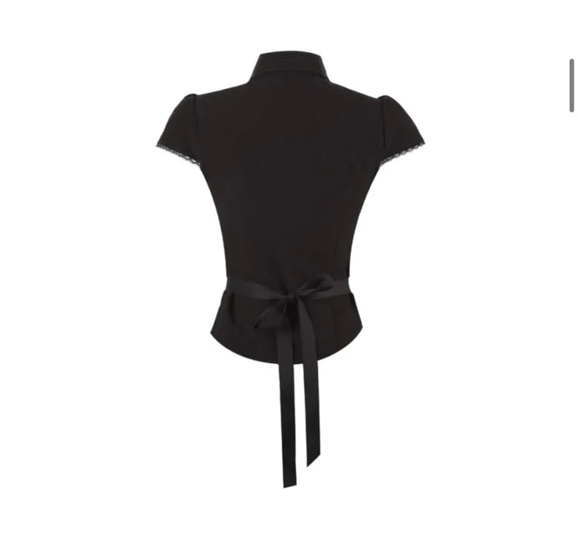 힐다 hillda 레이시 보우 셔츠 블랙 S 상품이미지6