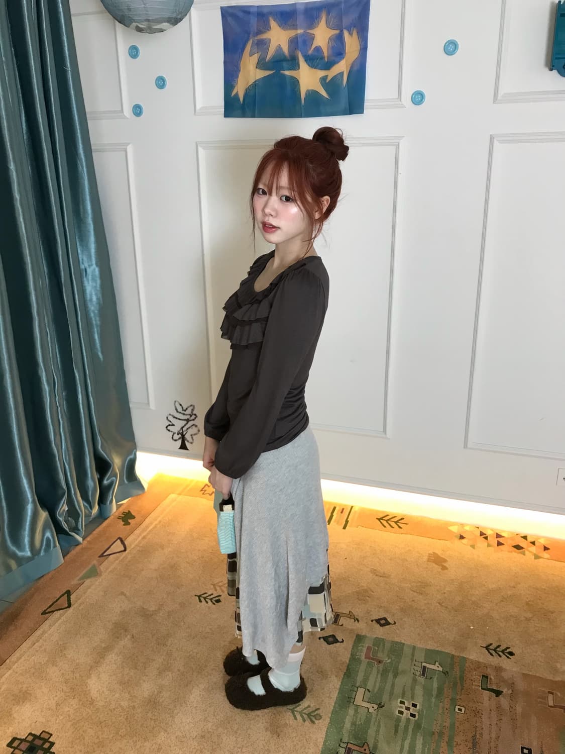 귀여운 프릴 디테일 티와 조화로운 포인트 스커트•• 🥥👝 상품이미지6