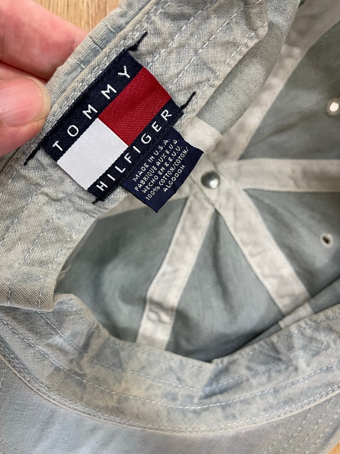 90s Made USA 타미힐피거 빈티지 데님 볼캡 모자 (레더 스트랩) 상품이미지5