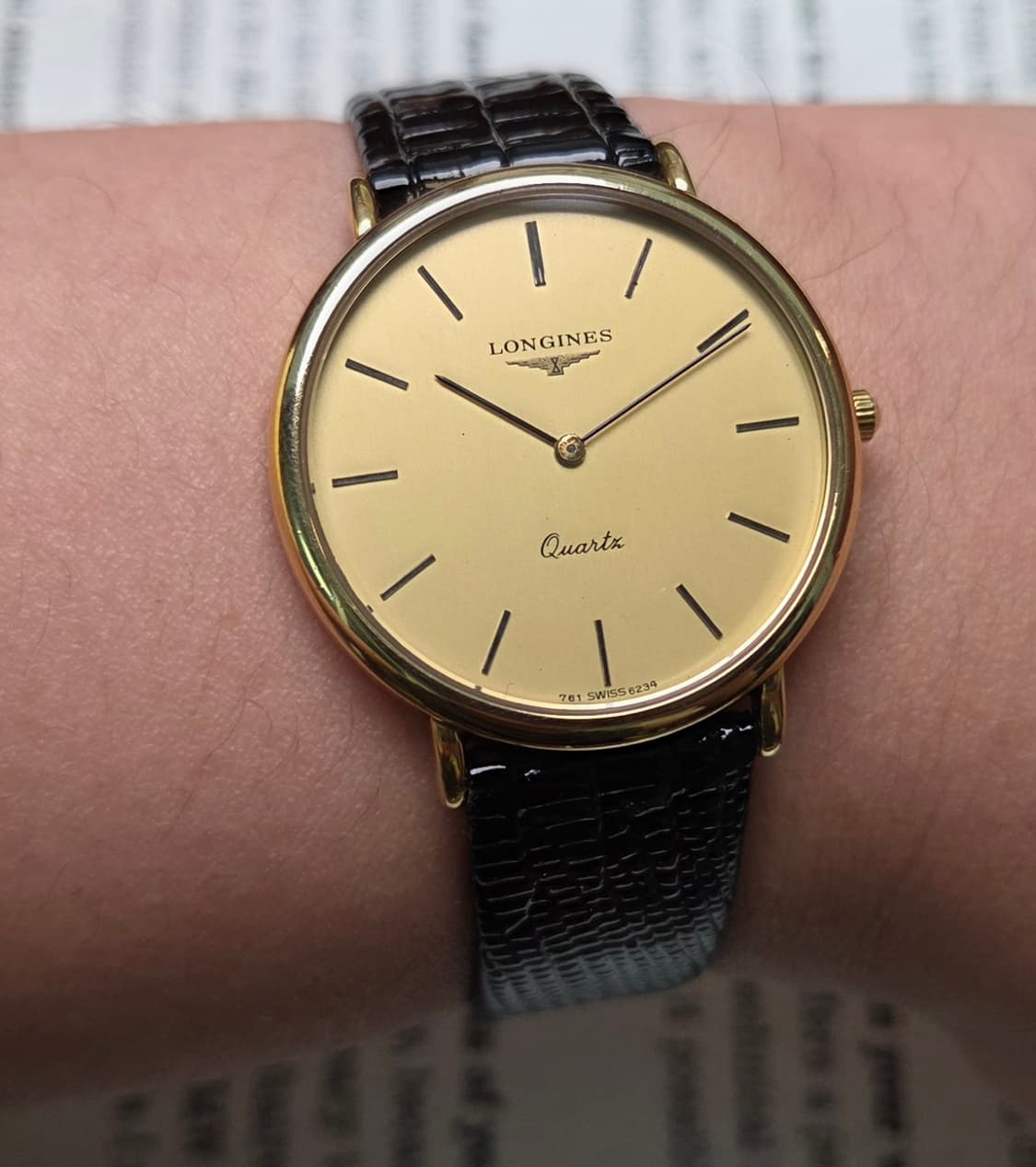 빈티지 론진 황금날개 올금장 슬림쿼츠 드레스워치  상품이미지10