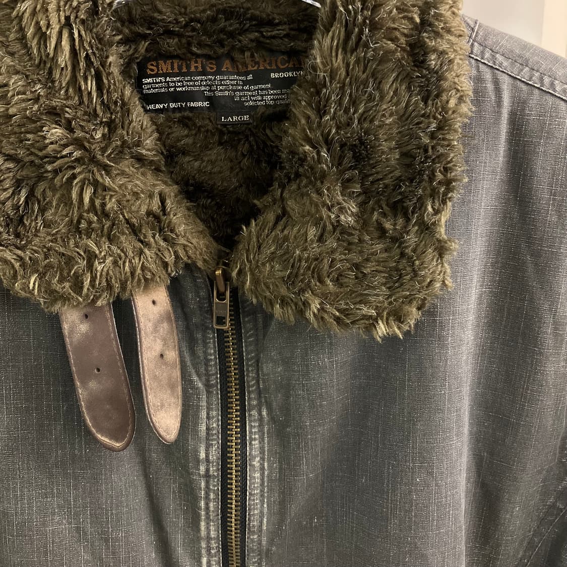 스미스 아메리칸 빈티지 워싱 퍼 하이넥 데님 자켓 L 상품이미지4