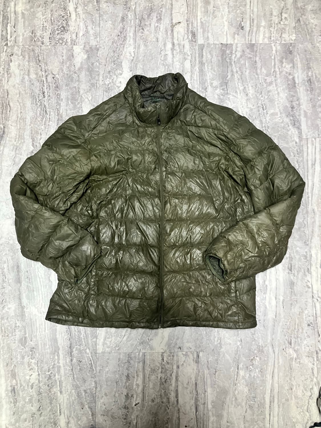 일본빈티지 올드스쿨아메카지스트릿 시골너드남 혁오풍 경량패딩 카키 상품이미지1