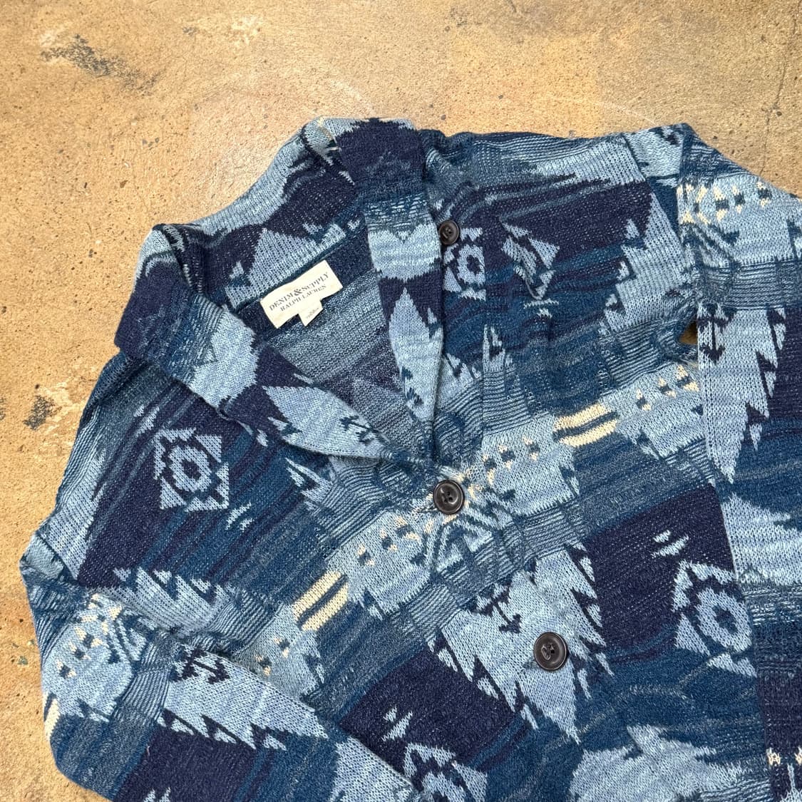 폴로 데님앤서플라이 모리 네이비 청 색 카라 니트 가디건  상품이미지1