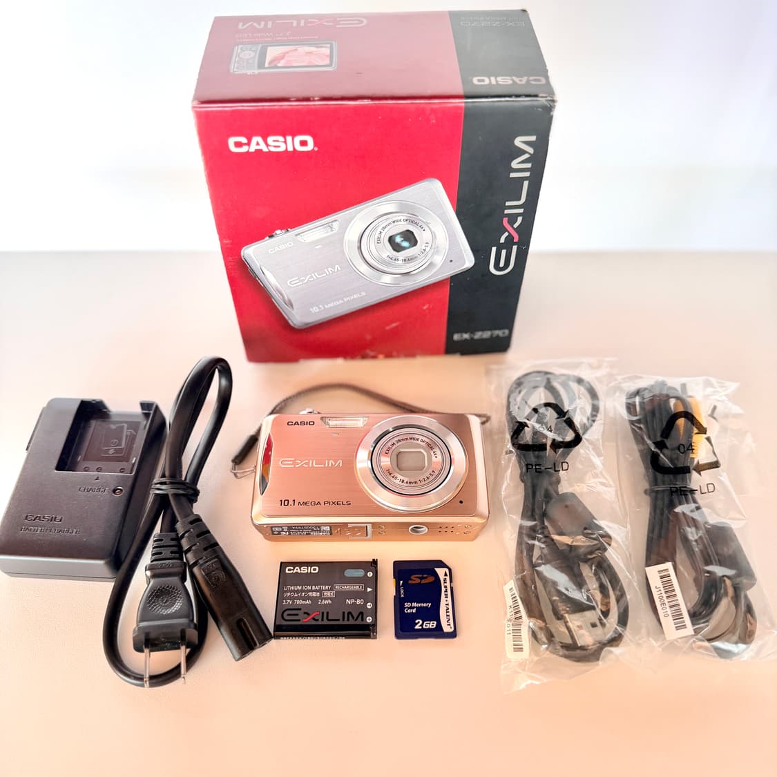 🎀미품•풀박스🎀 카시오 엑슬림 ex-z270 로즈골드 빈티지디카 상품이미지2