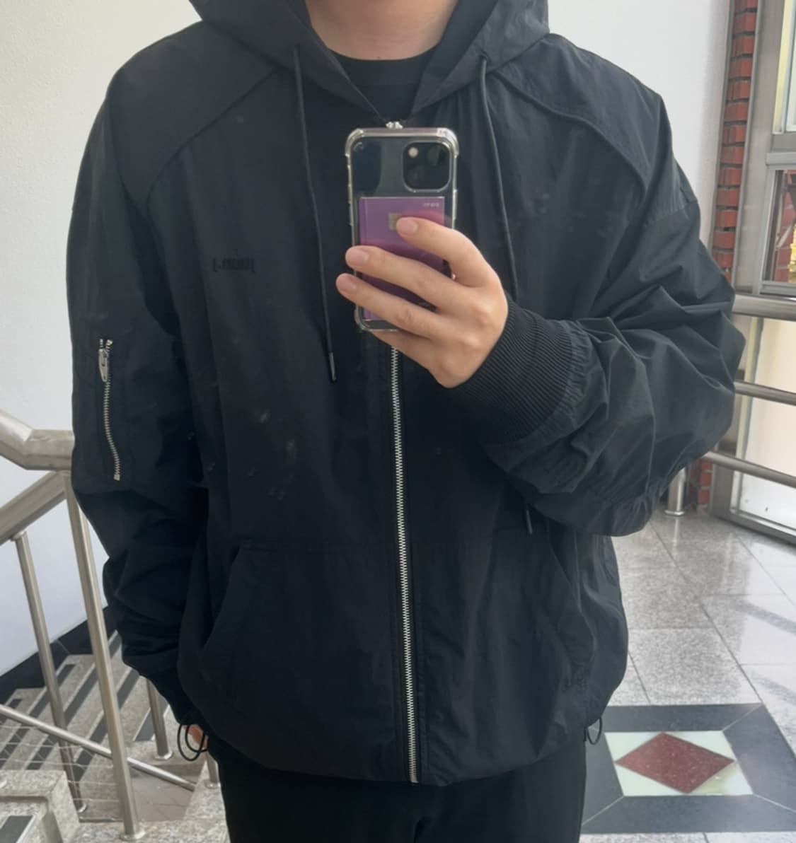 준지 24fw 나일론 마원 후드집업(블랙, M) 상품이미지8