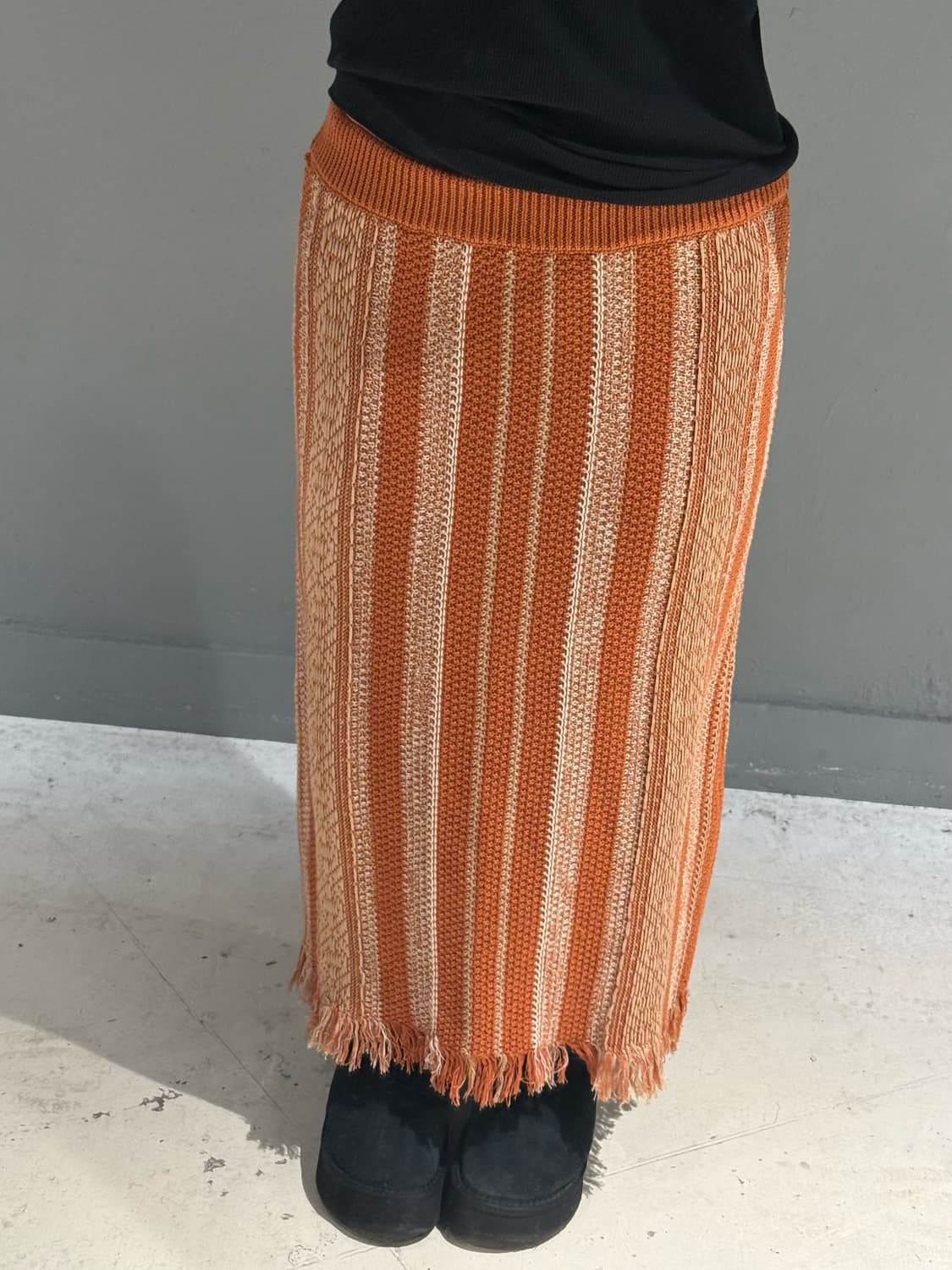 🥕pattern detail knit fringe skirt 상품이미지2