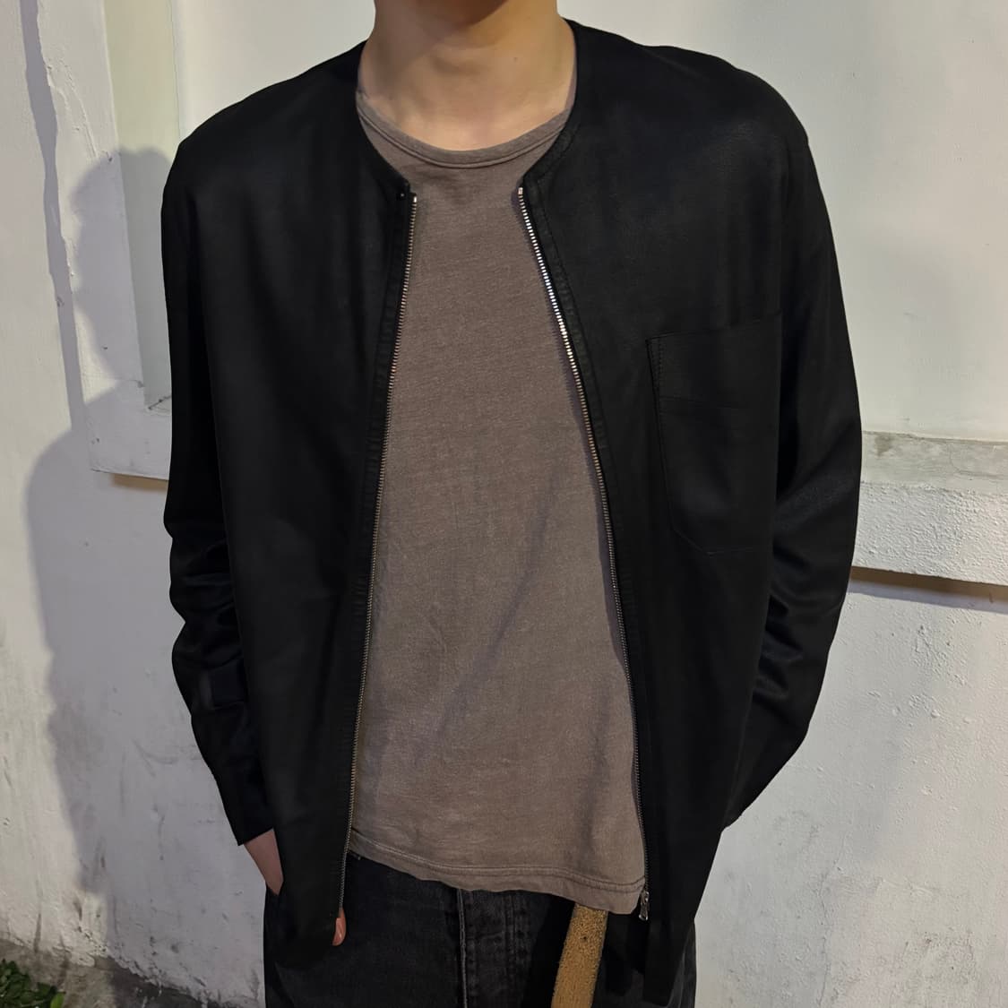 solid homme goat skin collarless jacket 상품이미지1