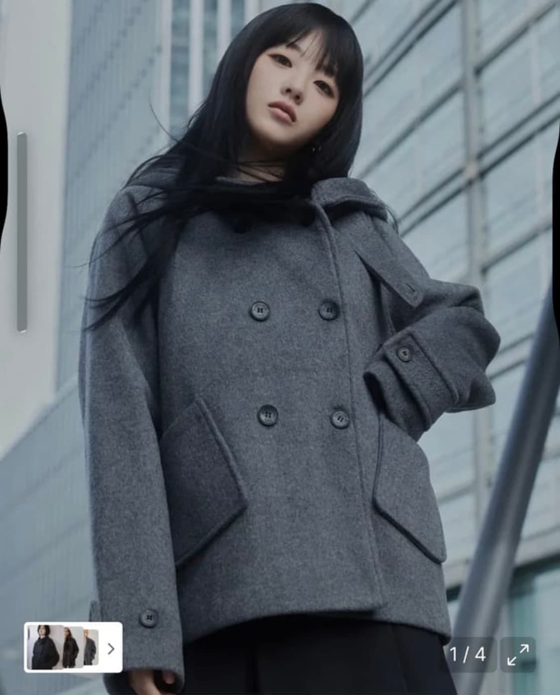 미세키서울 Hoodie double button coat CHARCOAL 상품이미지1