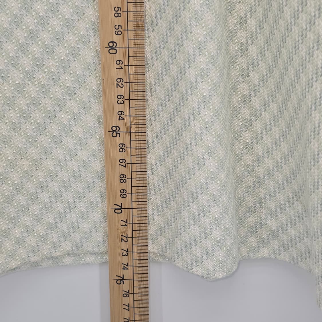 일본빈티지 라이트 블루 민트 트위드 체크 롱 스커트 26 [B50138] 상품이미지3