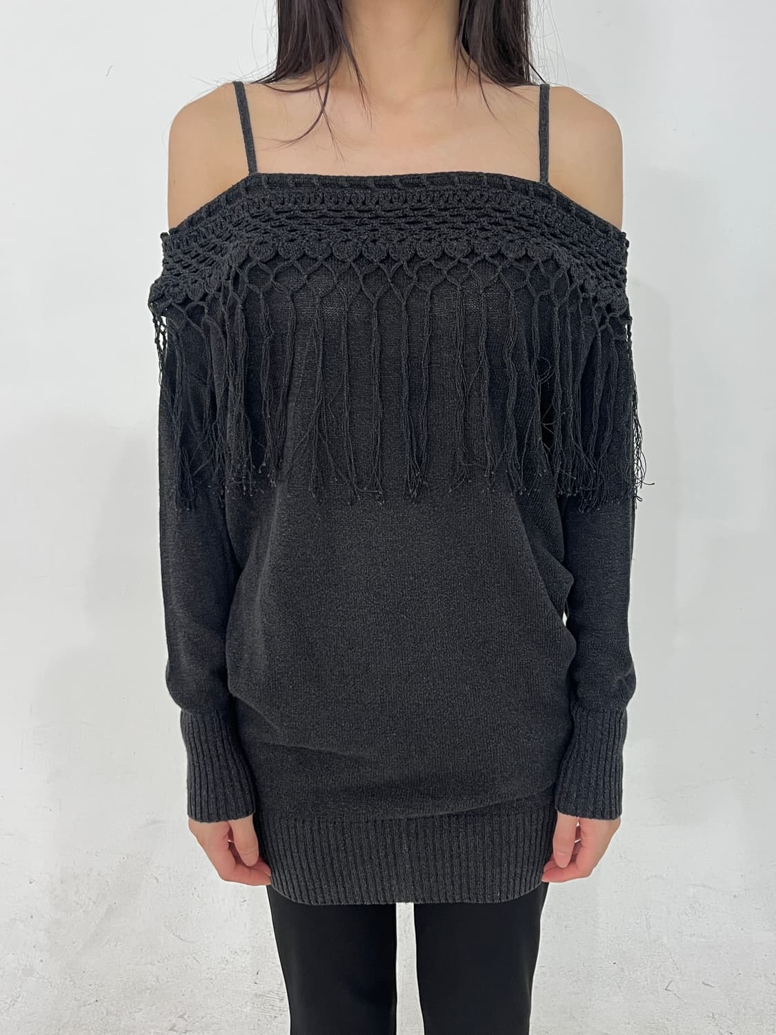 Fringe off long knit 상품이미지3