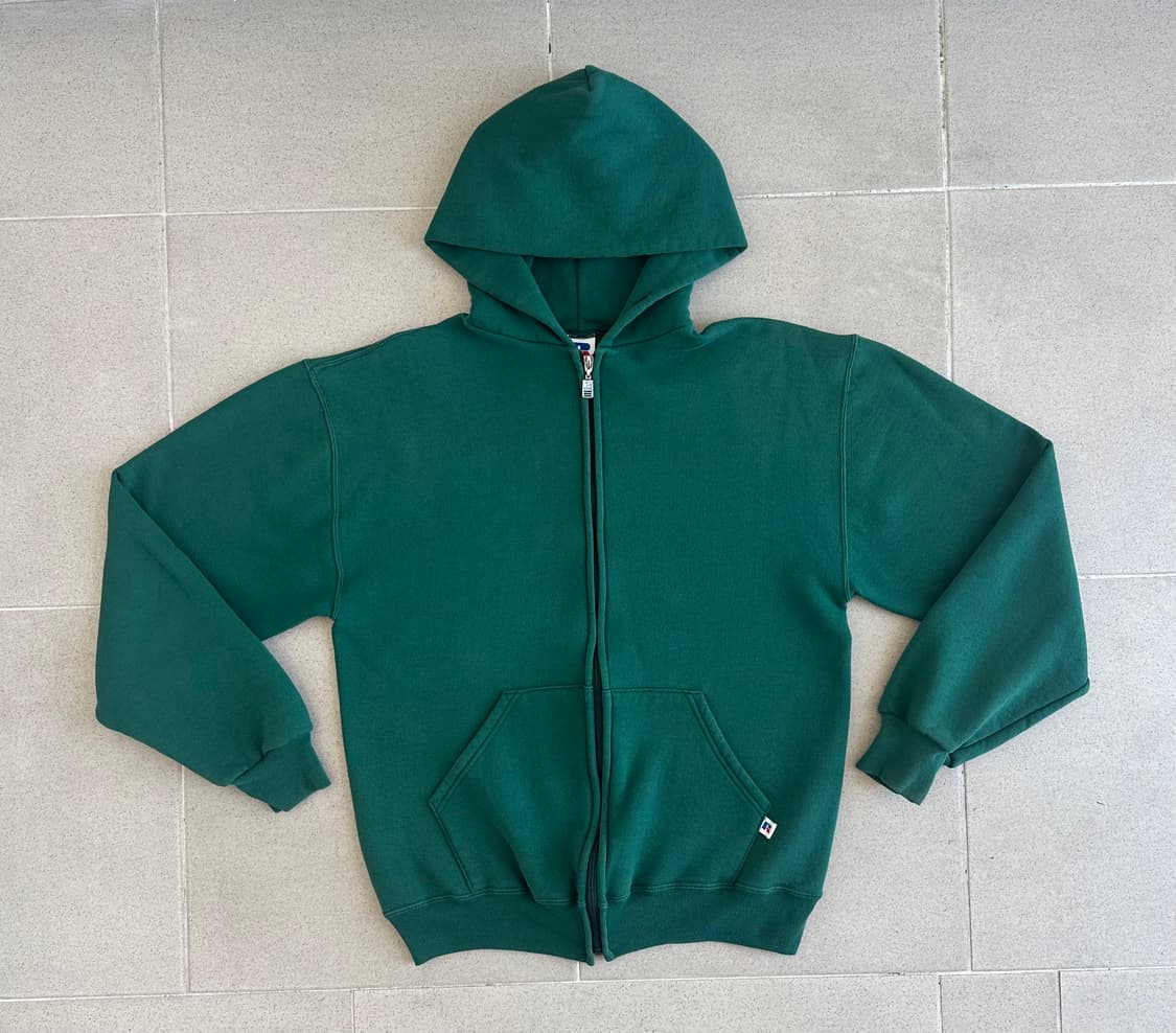 90s 빈티지 러셀 후드집업 그린 M 상품이미지1