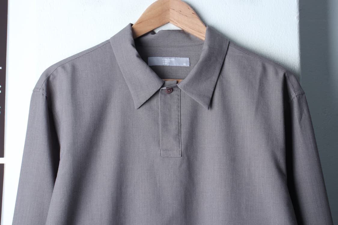 (XL-2XL) 에잇세컨즈 셔츠 남방 반집업 그레이 무지-H33543 상품이미지3