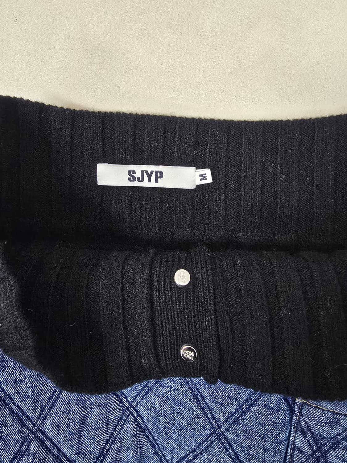 Sjyp 퀼트 데님 겨울 청 스커트 상품이미지8