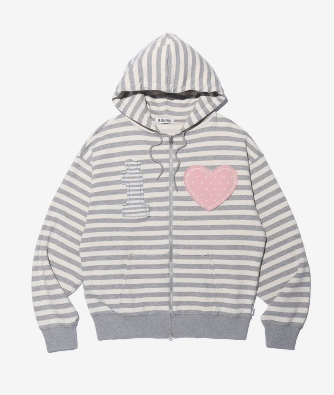 유희 스트라이프 후드집업 I LOVE APPLIQUE HOOD ZIP-U 상품이미지1