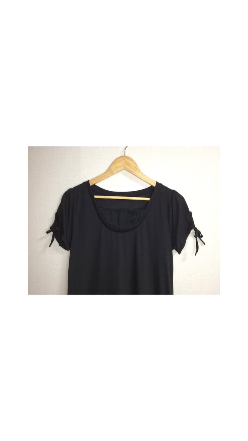 빈티지 블랙 겹프릴 퍼프 소매 반팔 튜닉 원피스 상품이미지2