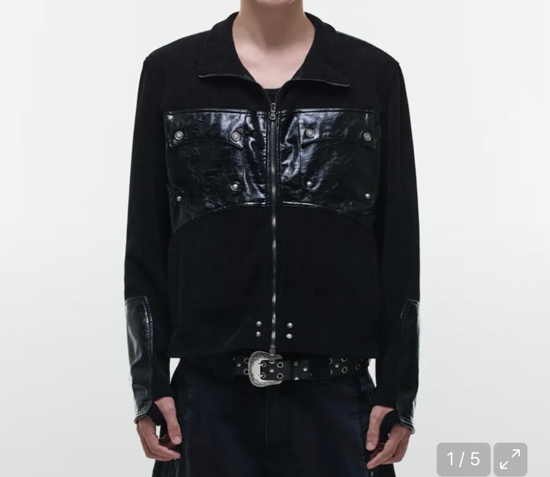 오퍼스 0012 레더니트자켓 상품이미지1