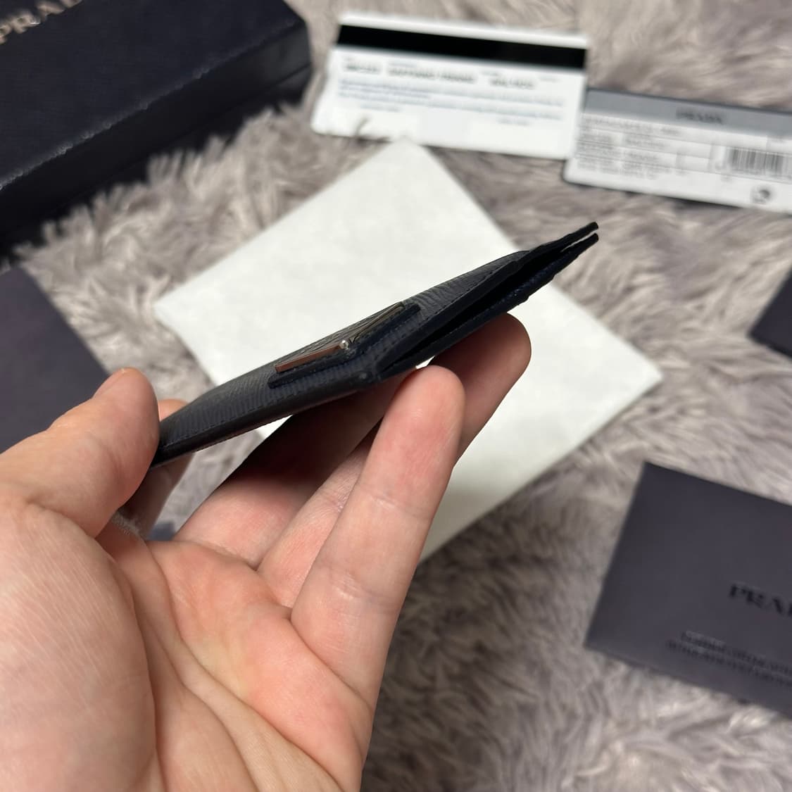 [풀구성] 프라다 사피아노 삼각로고 카드지갑 네이비 상품이미지6