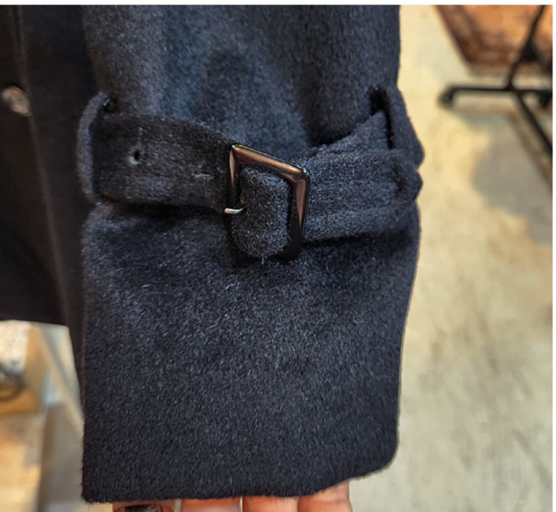 Laura pue 캐시미어 95%  울 더블 버튼 벨트 블랙 코트 상품이미지5