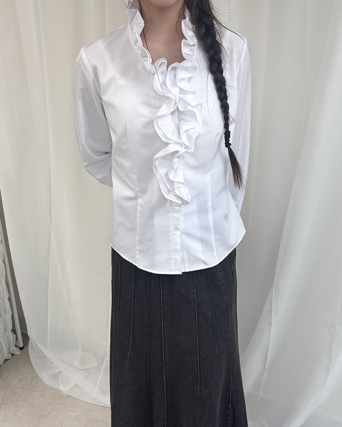 PLEASURE 긱시크 러플 슬림 셔츠 상품이미지4