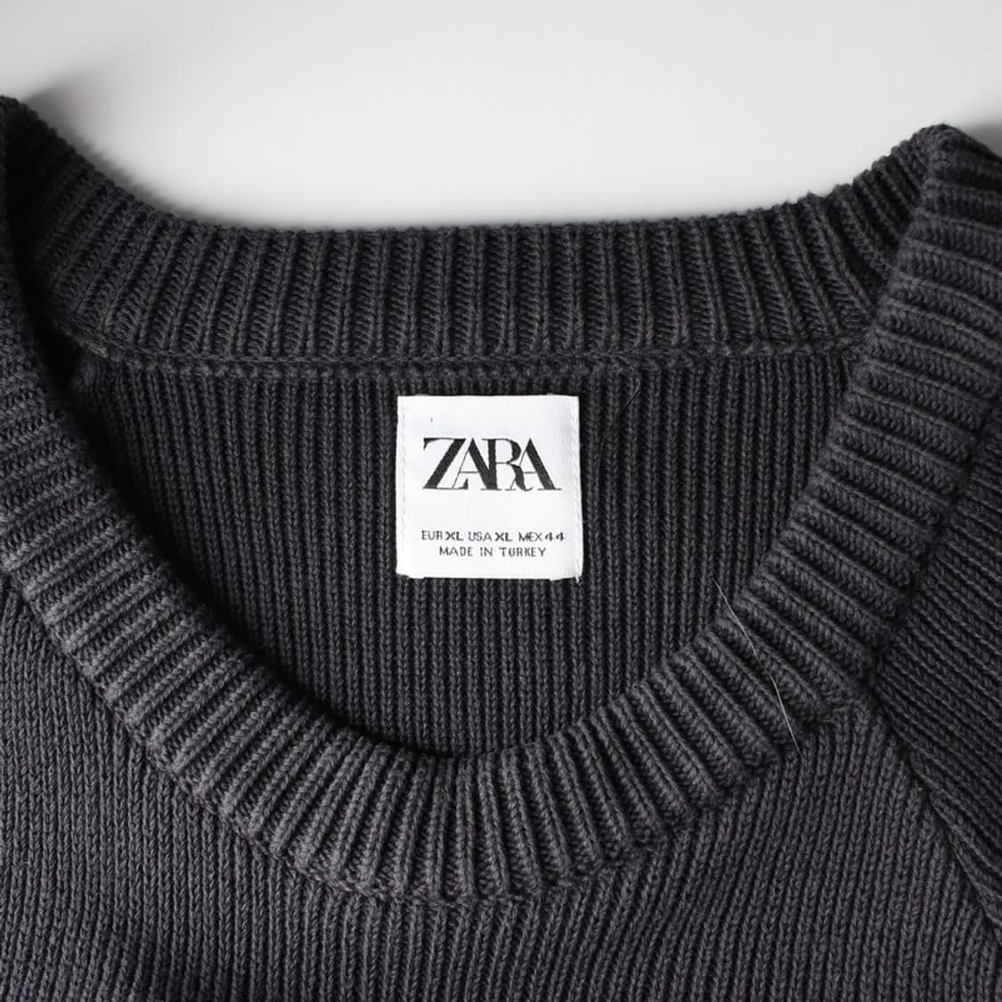 ZARA 네이비 래글런 골지 짜임 라운드 니트 XL 상품이미지6