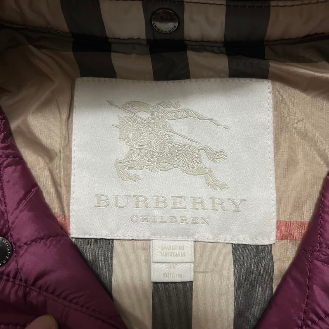 버버리 키즈 노바체크 후드 퀼팅자켓 점퍼 [딥퍼플] 3세 상품이미지4