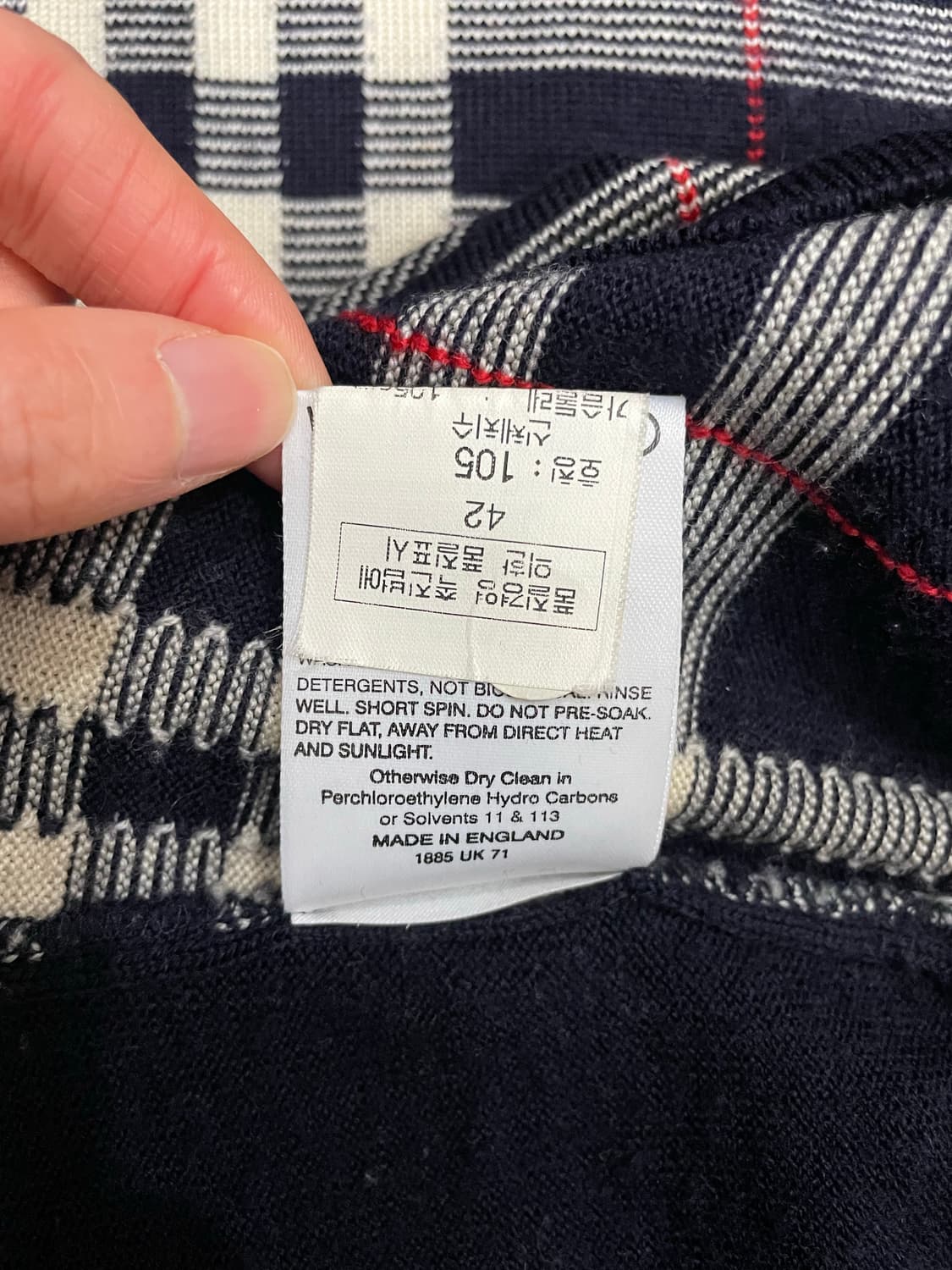 버버리 90s 노바체크 메리노울 카라넥 니트 네이비 상품이미지8