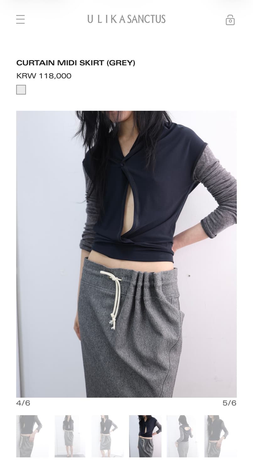 ULIKASANCTUS CURTAIN MIDI SKIRT (GREY) 상품이미지4