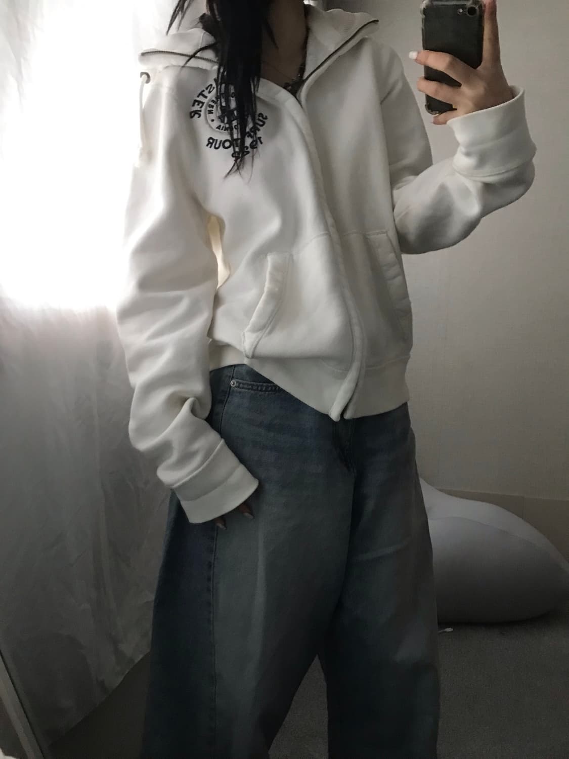 홀리스터 화이트 하이넥 후드집업 상품이미지3