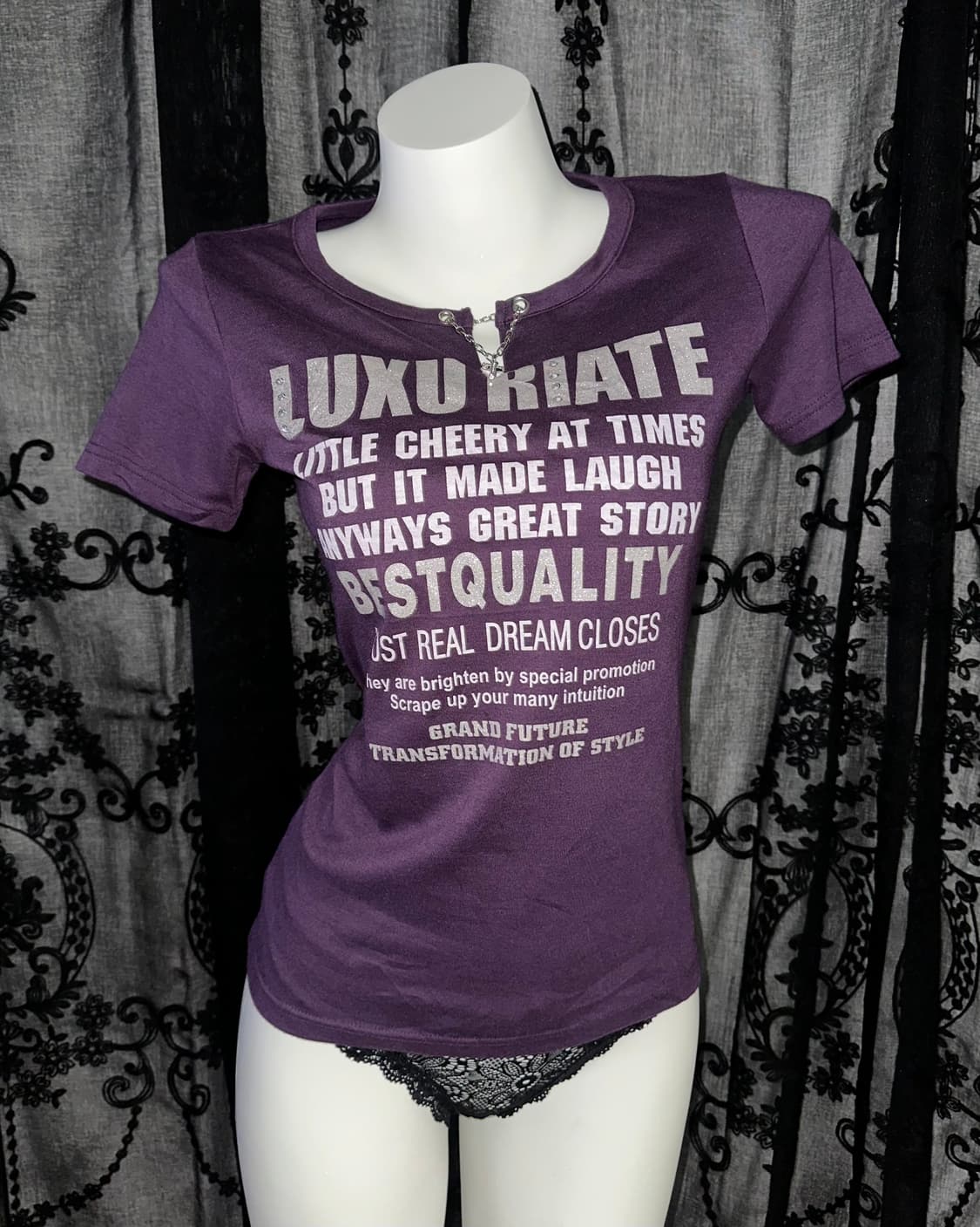 purple lettering short-sleeved 상품이미지2