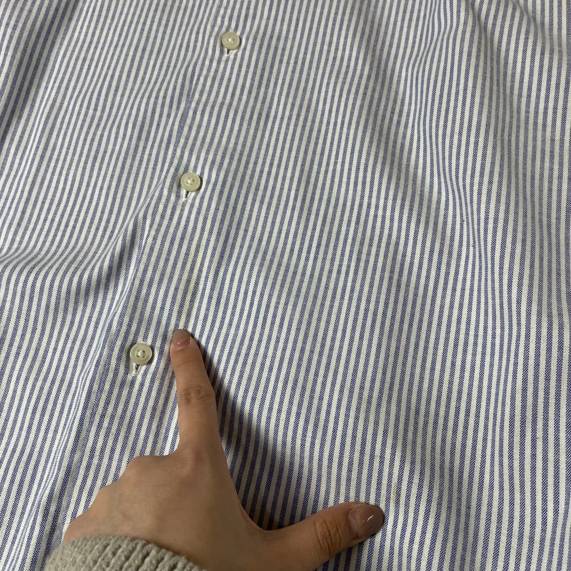 타미힐피거 자수로고 블루 스트라이프 긴팔 셔츠 슬림핏 M 상품이미지6
