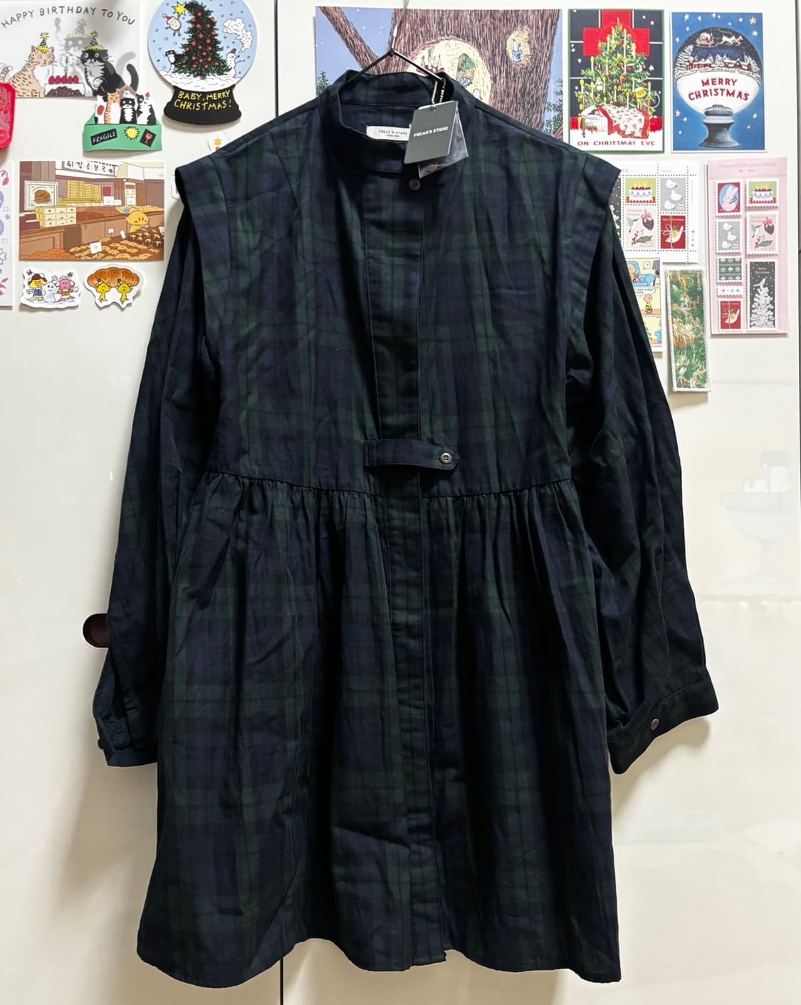 프릭스스토어 벌룬 슬리브 플레어 체크 미니 원피스 - [택/가방 포함] 상품이미지2