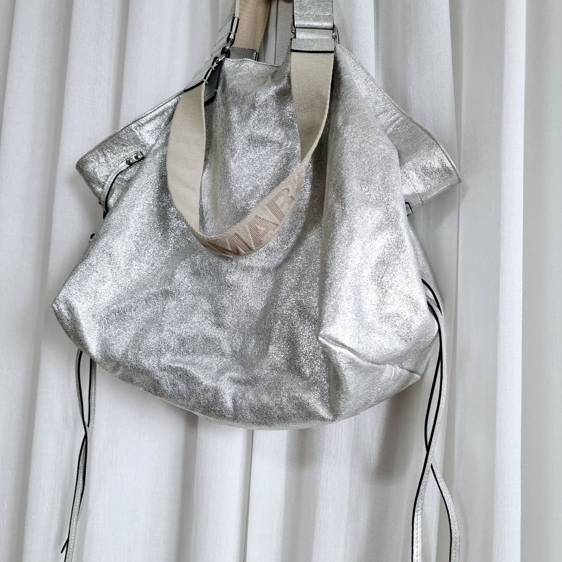 이자벨 마랑 양가죽 메탈릭실버 숄더백 토트백 핸드백 가방 (상태굿) 상품이미지2