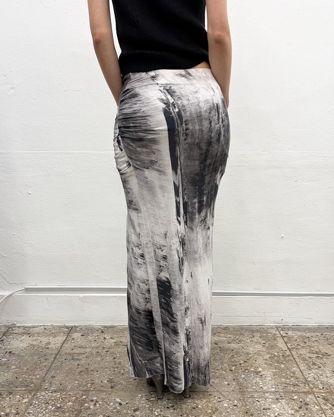 헬무트 랭 드레이프 프린팅 스커트 상품이미지2