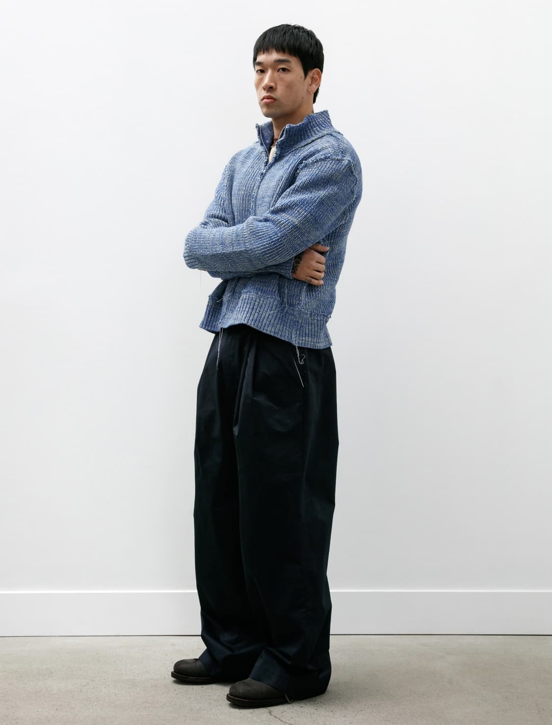 카미엘 포트젠스 슈트팬츠 코튼 네이비 상품이미지1