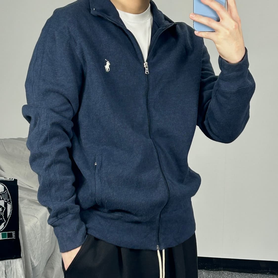 폴로 랄프로렌 신형 피그먼트 네이비 니트 집업 M  상품이미지1