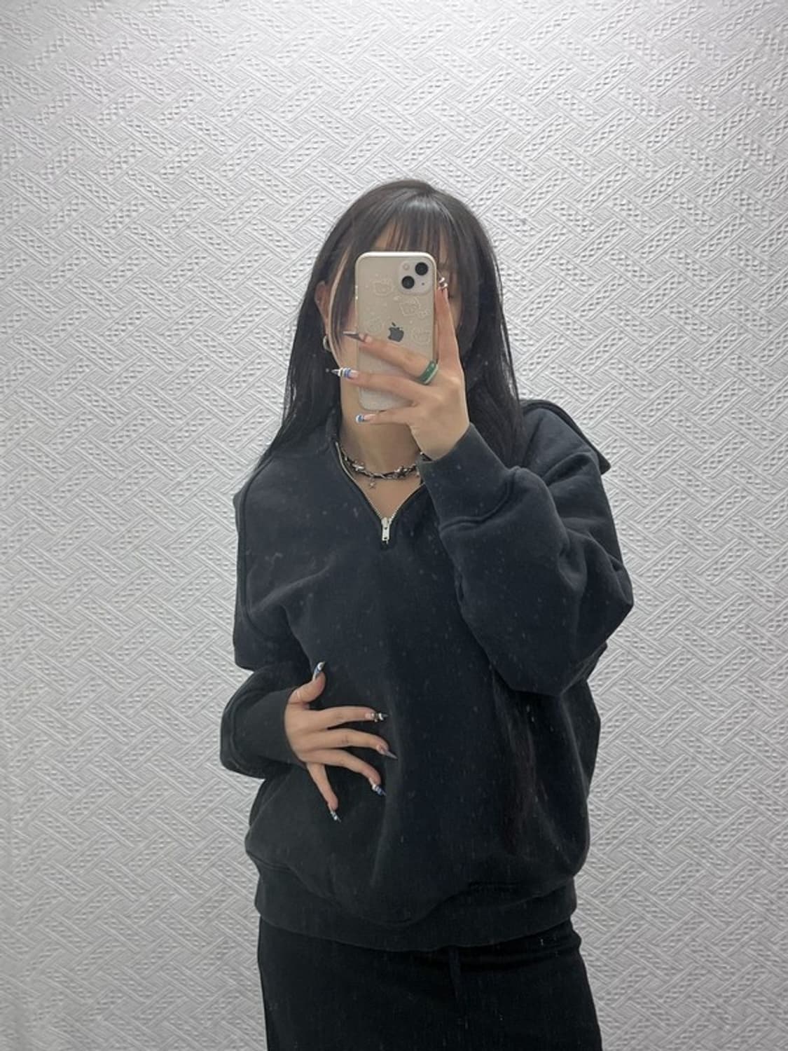 포터리 모던 캐주얼 빈티지 반집업 후드티 110 C07892 상품이미지1