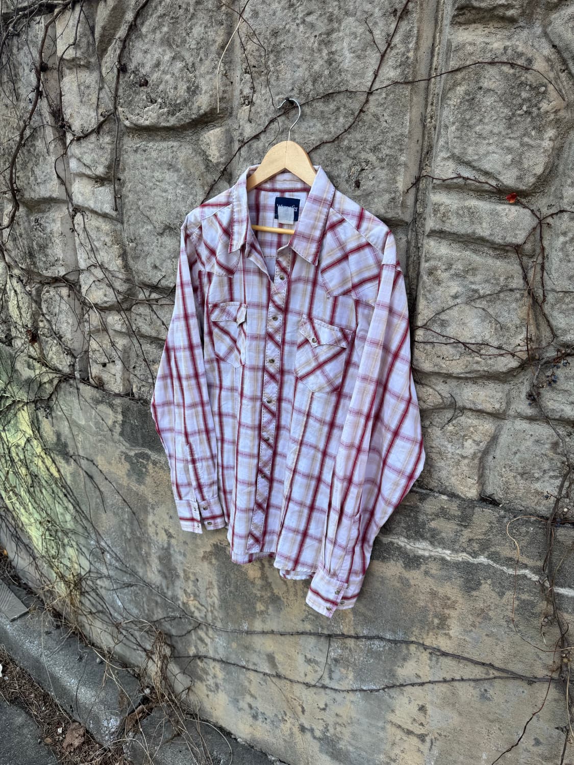 랭글러 빈티지 체크 웨스턴 셔츠 화이트 L 상품이미지3