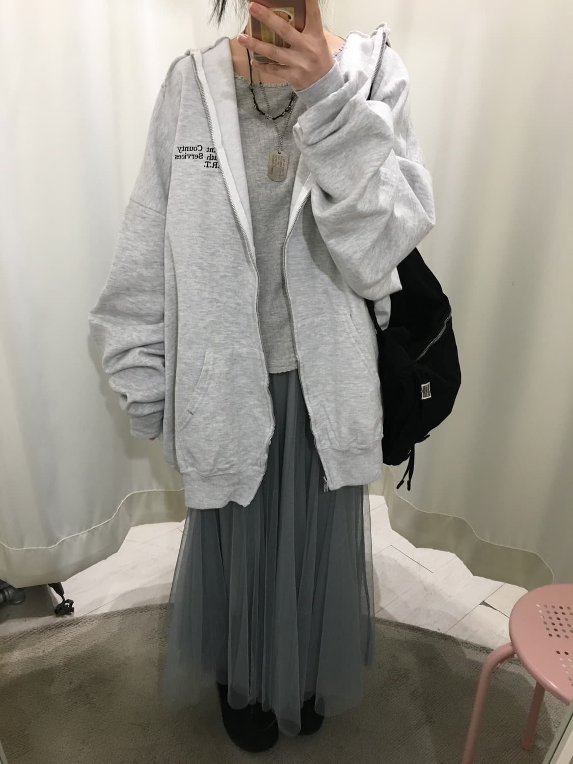 블루그레이 튤 스커트 상품이미지3