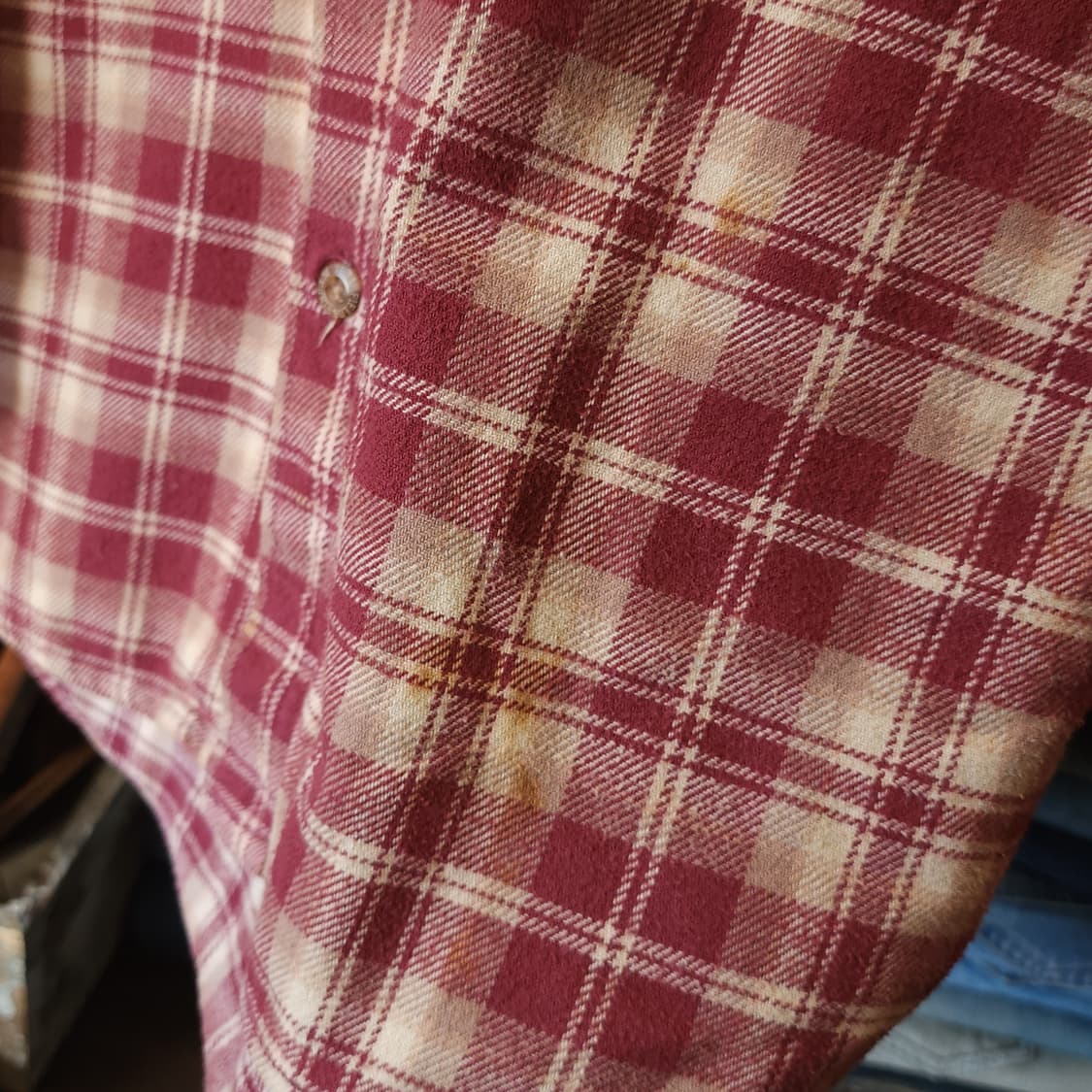 90s 아메리칸 빈티지 체크셔츠 헤비 플란넬 워크셔츠 레드 L 상품이미지9
