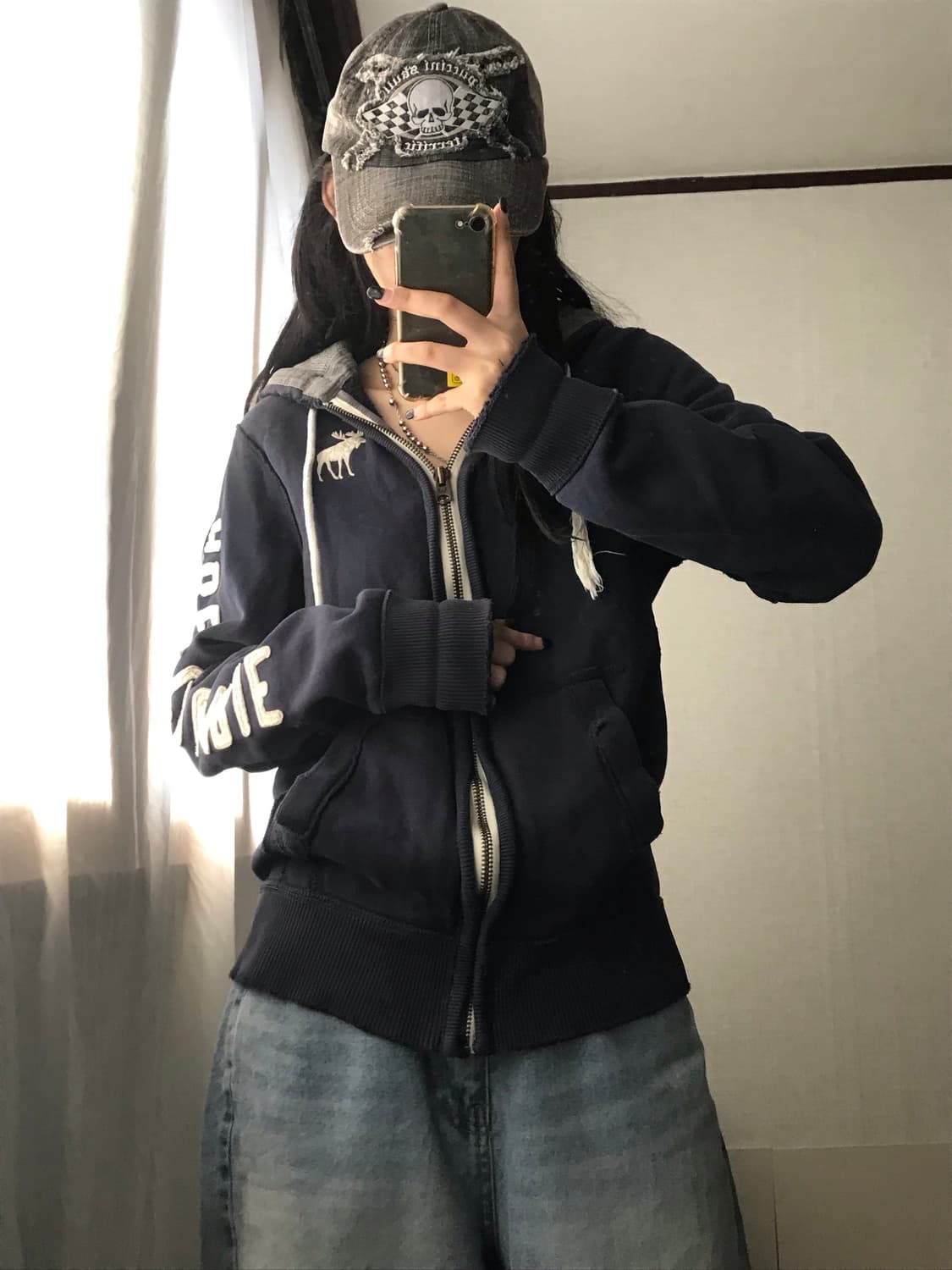 아베크롬비 네이비 스티치 후드집업 상품이미지3