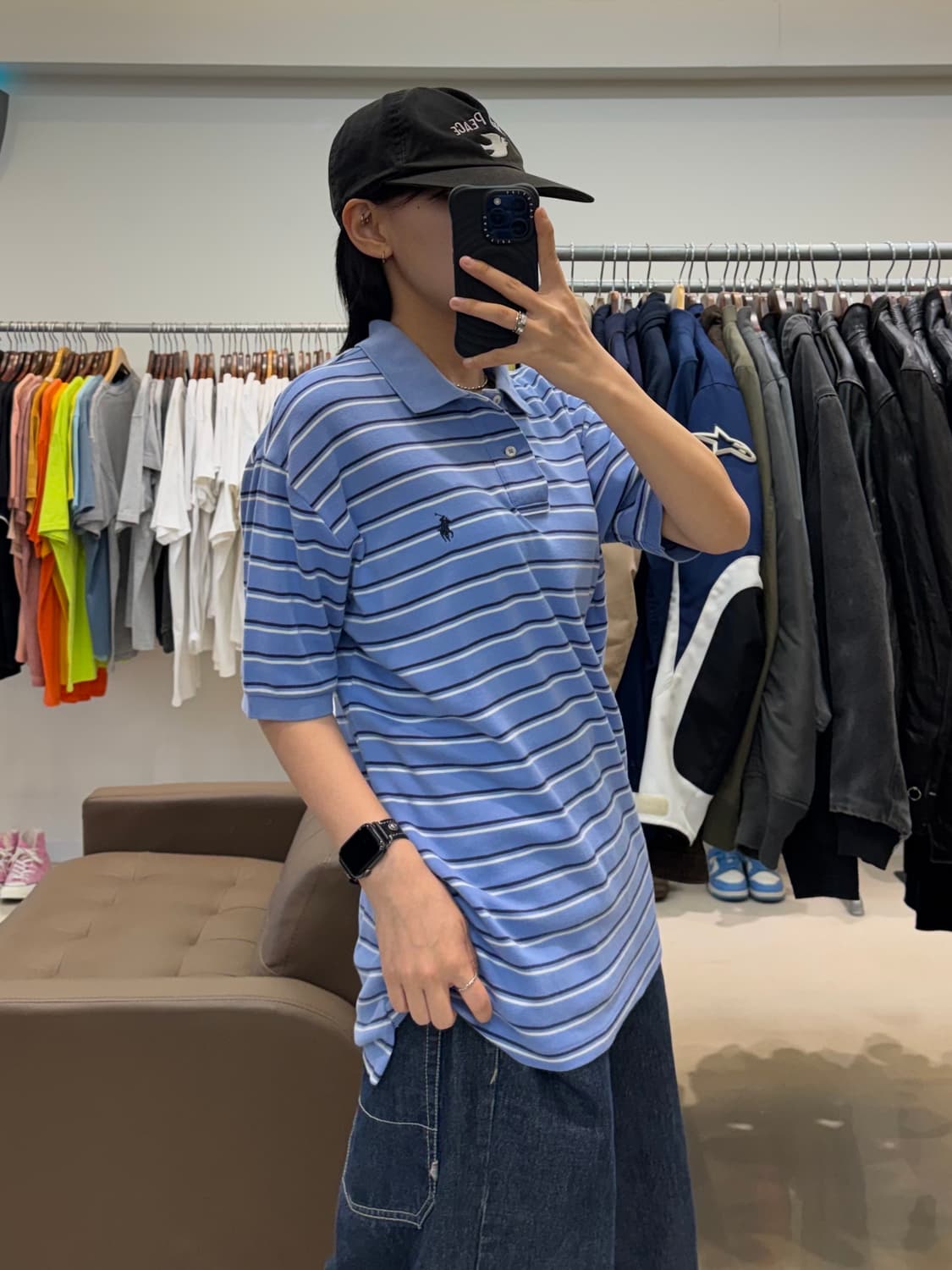 폴로 스트라이프 스카이블루 카라티 상품이미지5