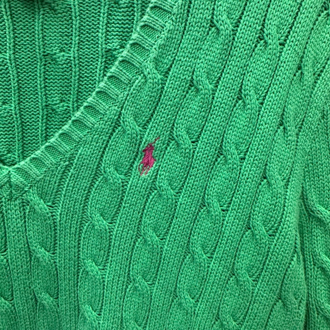 폴로 랄프로렌 케이블 니트 핑크 포니 포인트 라이트그린 상품이미지5
