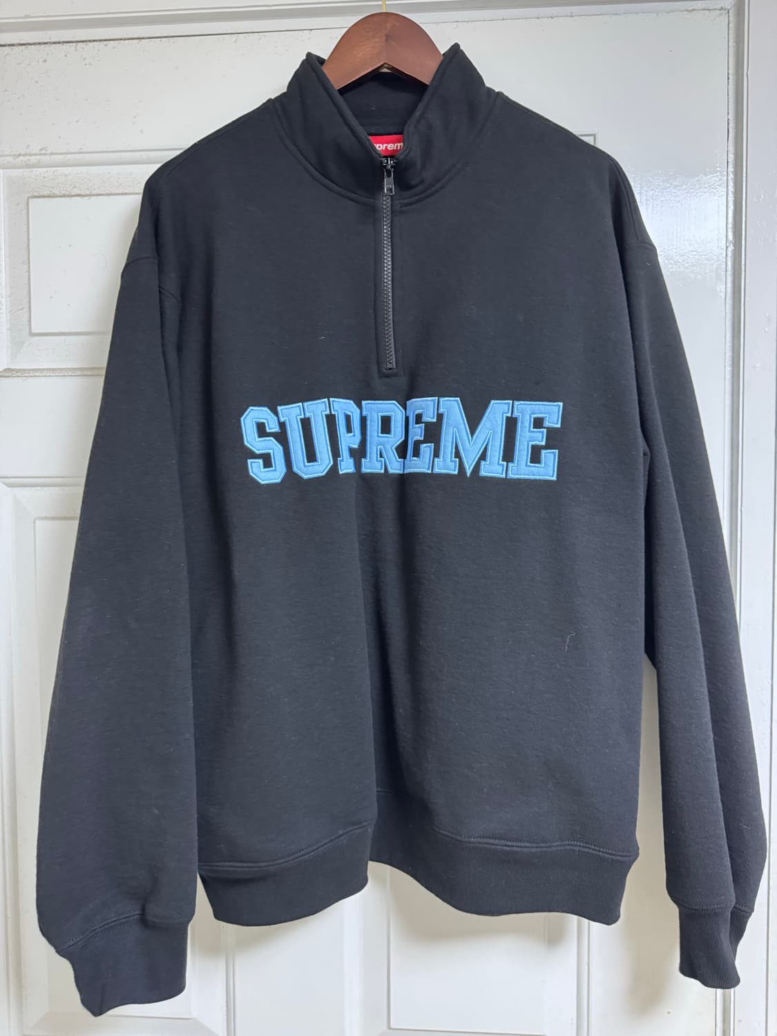 [M] 슈프림 컬리지에이트 하프 집 풀오버 블랙 상품이미지1