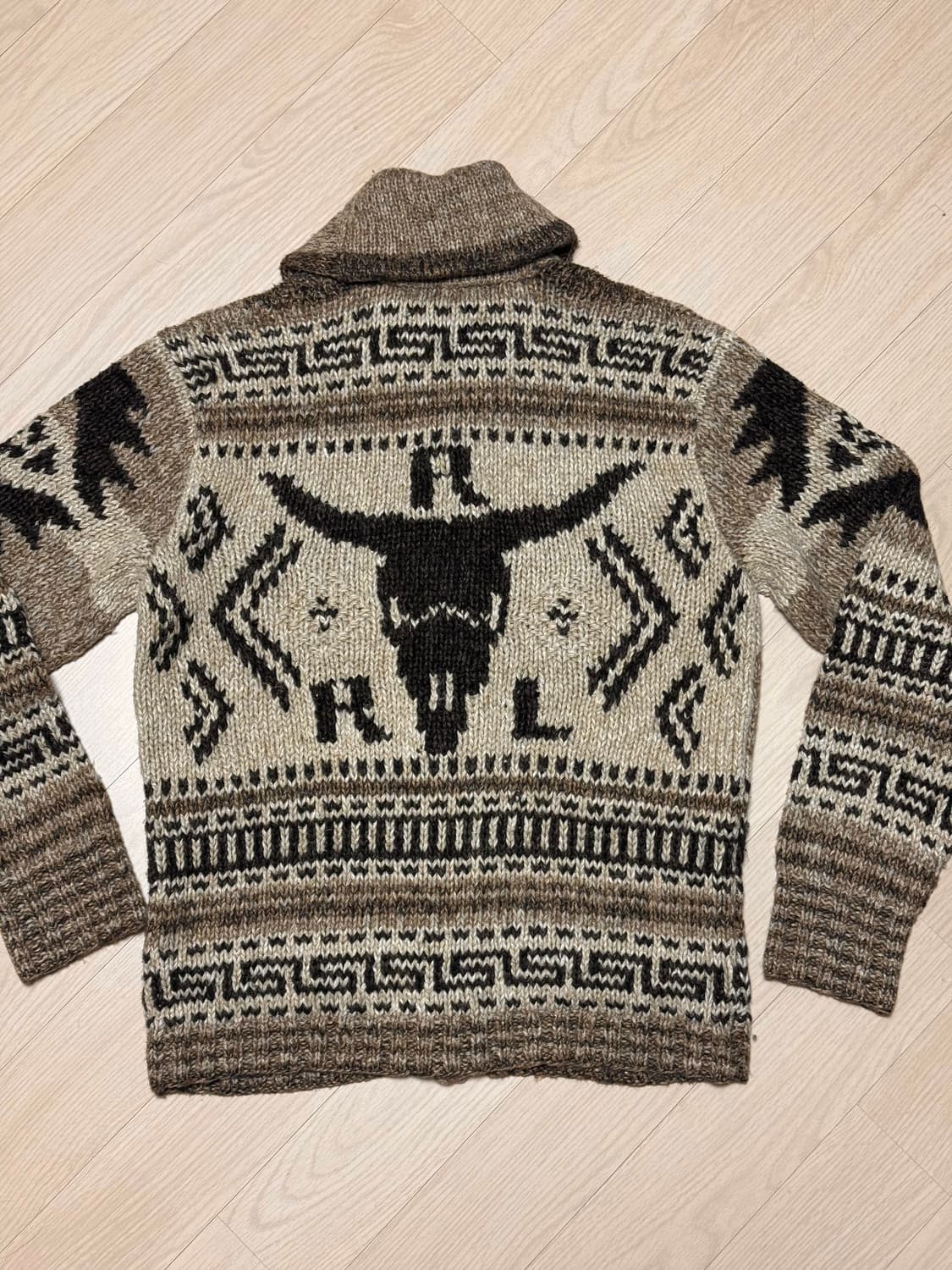 RRL 웨스턴 핸드니트 황소 숄칼라 가디건 S 상품이미지3