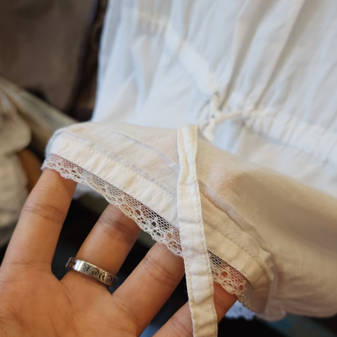 90s 빈티지 블라우스 화이트 프첸치 레이스 원피스 모리걸 42 상품이미지8