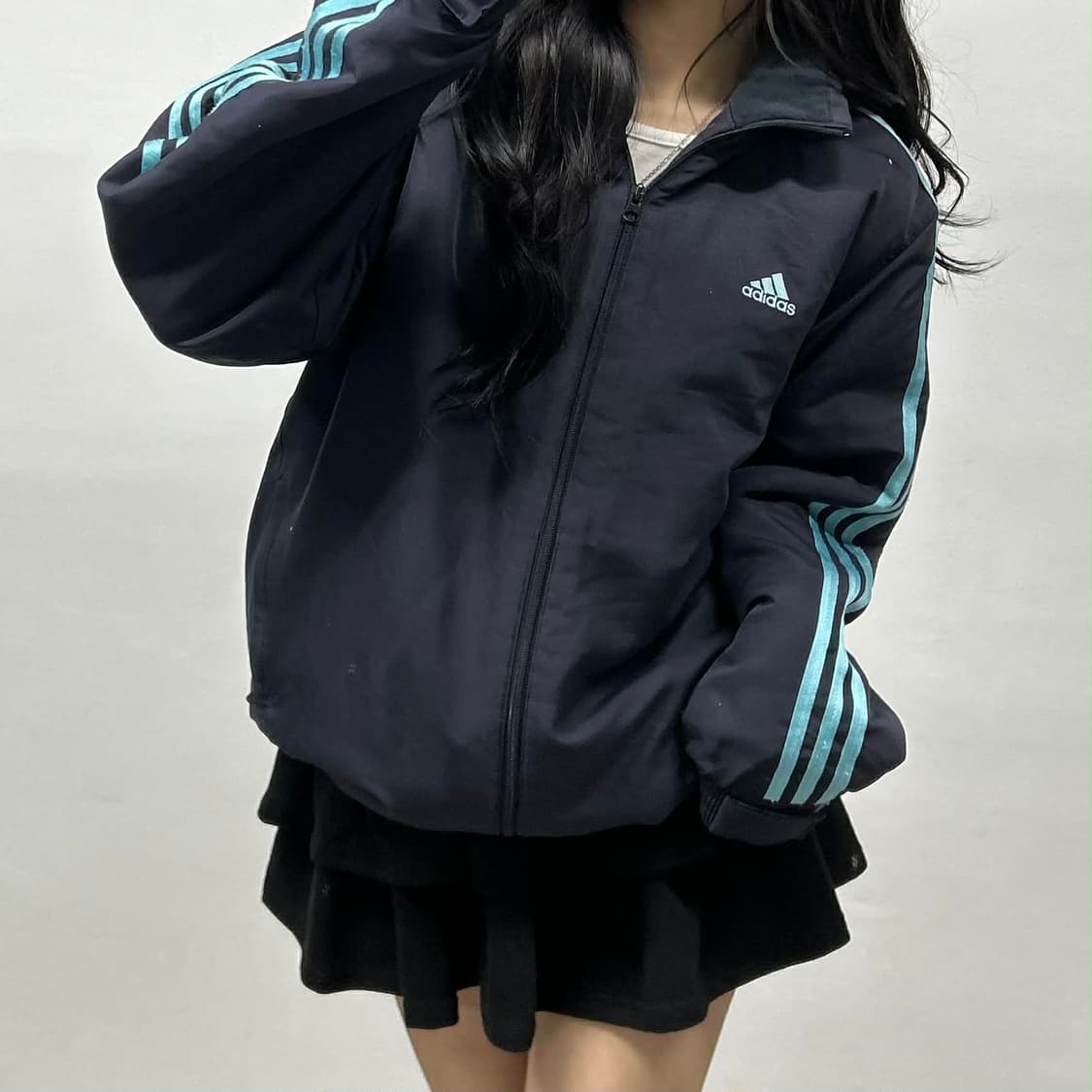 아디다스 네이비 스카이블루 아노깔 올드스쿨 아방핏 패디드 자켓 경량 패딩 상품이미지1