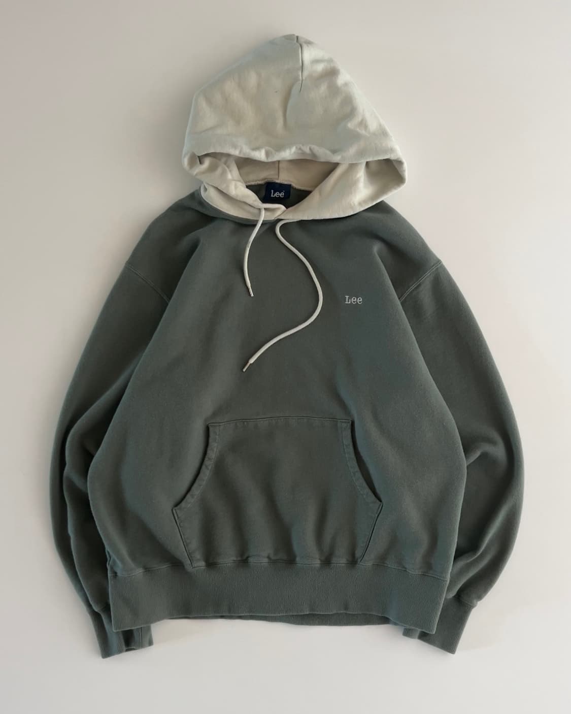 리 배색 백로고 후드티 L 상품이미지2